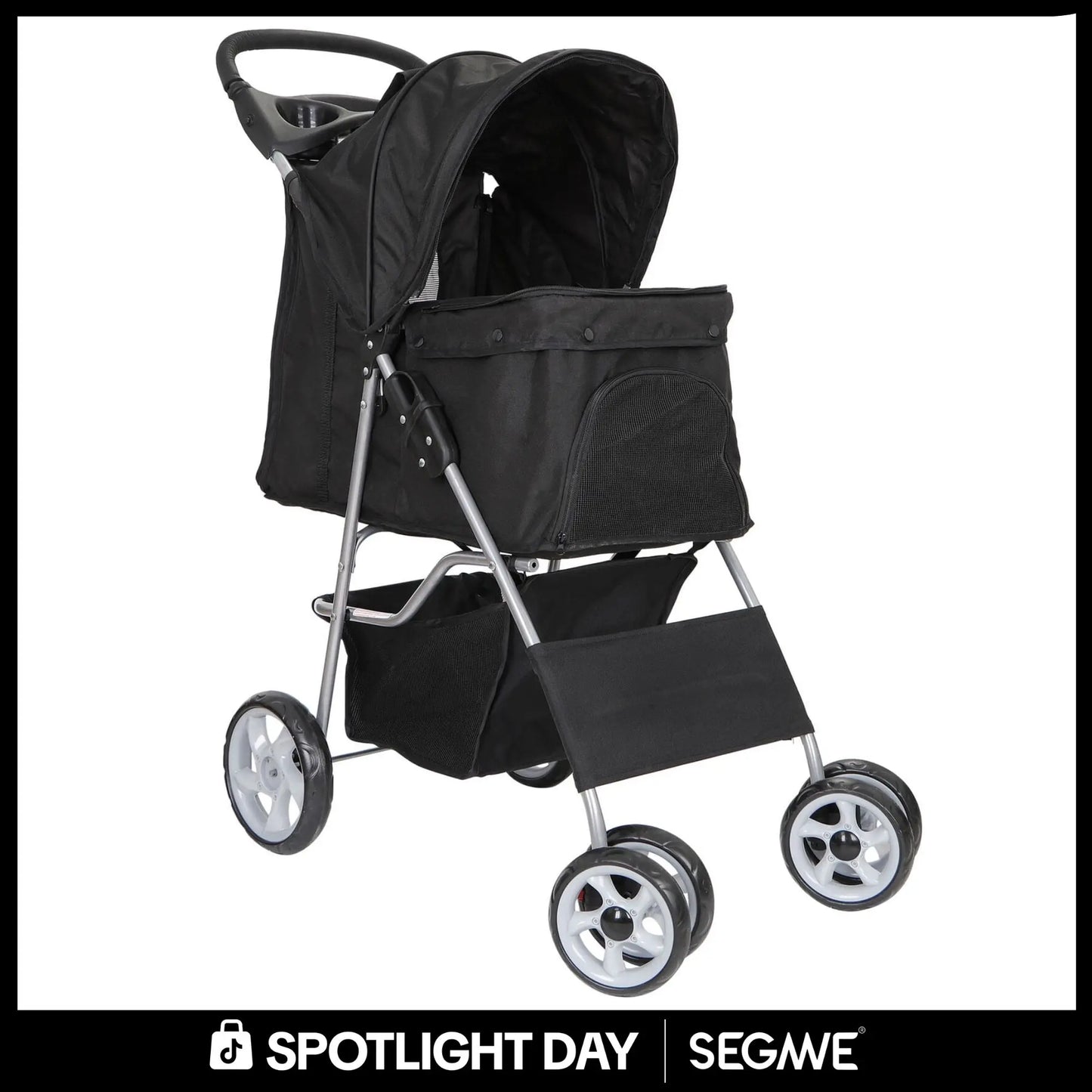 Segawe Foldable Pet Dog Stroller for Small Cat Dog with Storage Basket & Cup Holder for Pet Travel,Summerwins