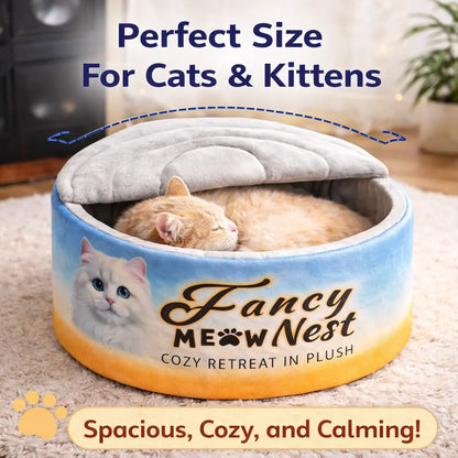 Covered Cat Bed - 19.7" Cozy Enclosed Plush Cave with Soft Lid Design for Indoor Cats and Kittens